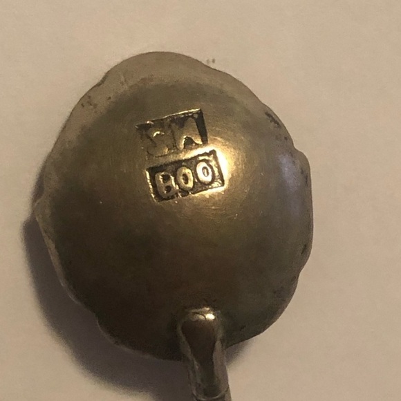 VTG 800 Silver Indonesian Yogya Salt Spoon with Wayang Figure Handle 3” - Picture 3 of 4